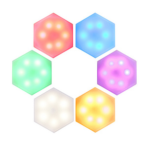 Smart LED Hexagon Wall Light Multicolored Panels Touch-Sensitive RGB Night Light DIY Geometry Splicing Modular Light