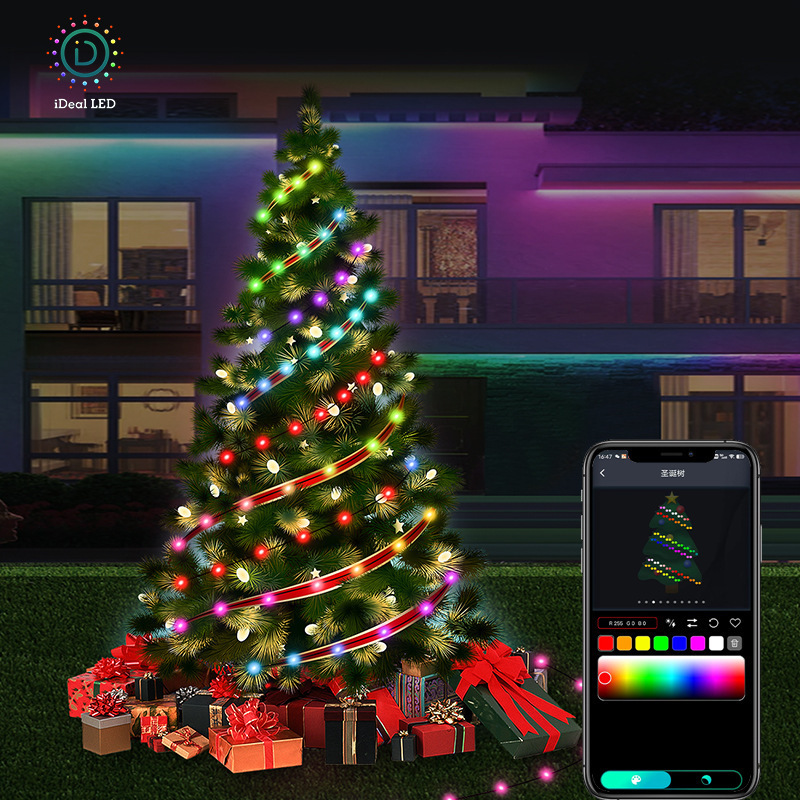 Battery Operated App Controlled music sync Multicolor Christmas Party  RGB Smart Fairy String Lights with Remote