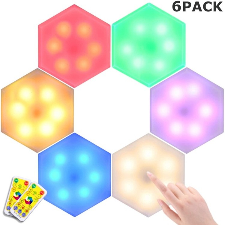 Smart LED Hexagon Wall Light Multicolored Panels Touch-Sensitive RGB Night Light DIY Geometry Splicing Modular Light