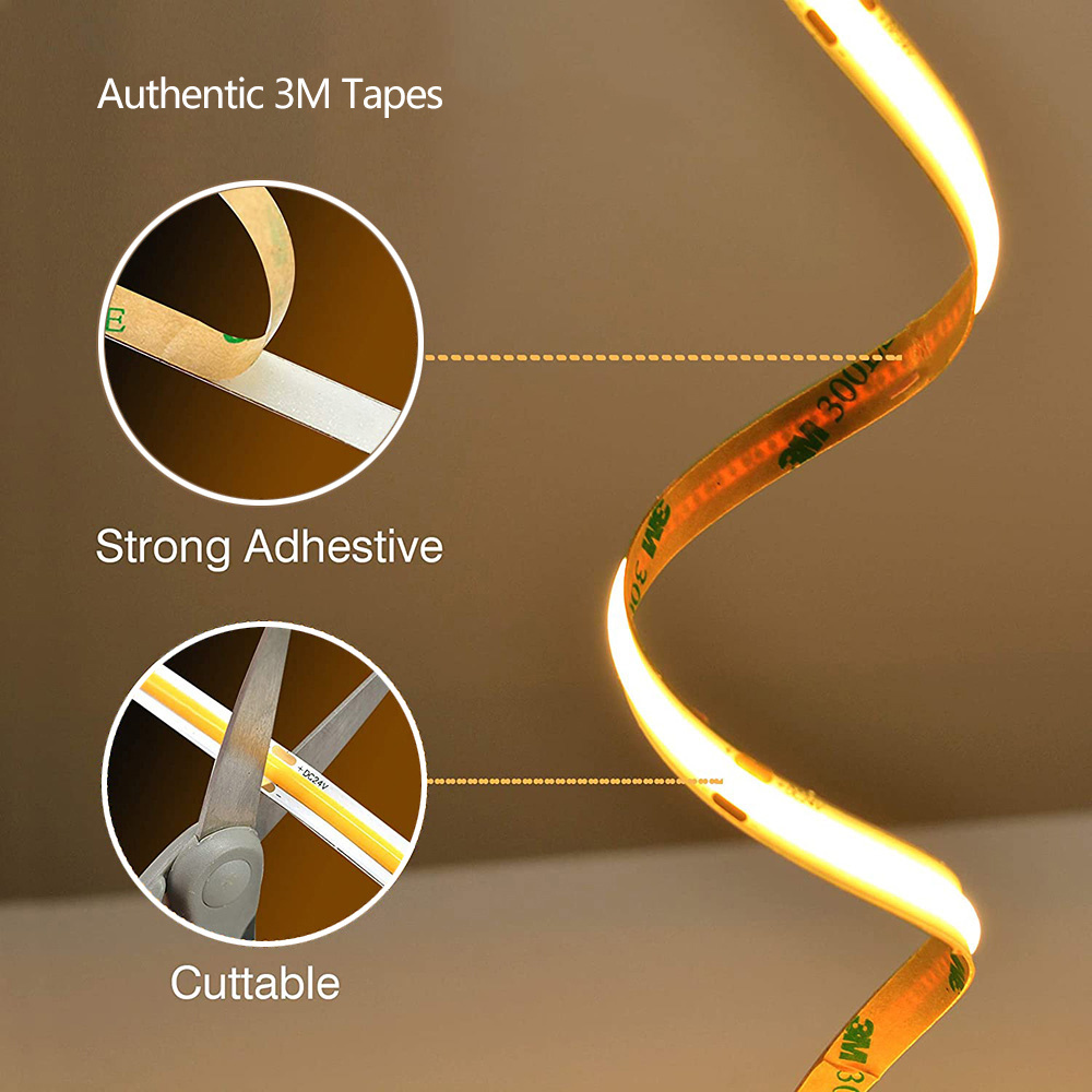 Flexible Dotless COB Led Strip Wall Ceiling Decoration High Density No Lighting spot Dot LED Strip COB LED Strip