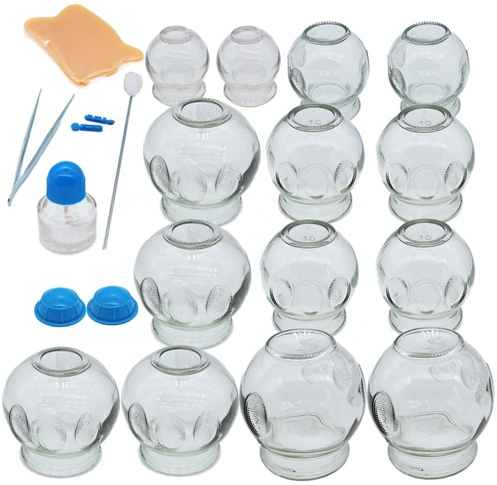 14 Cups Cupping Therapy Sets,Thick Glass Cupping Therapy Set for Professional Chinese Cupping Therapy Set