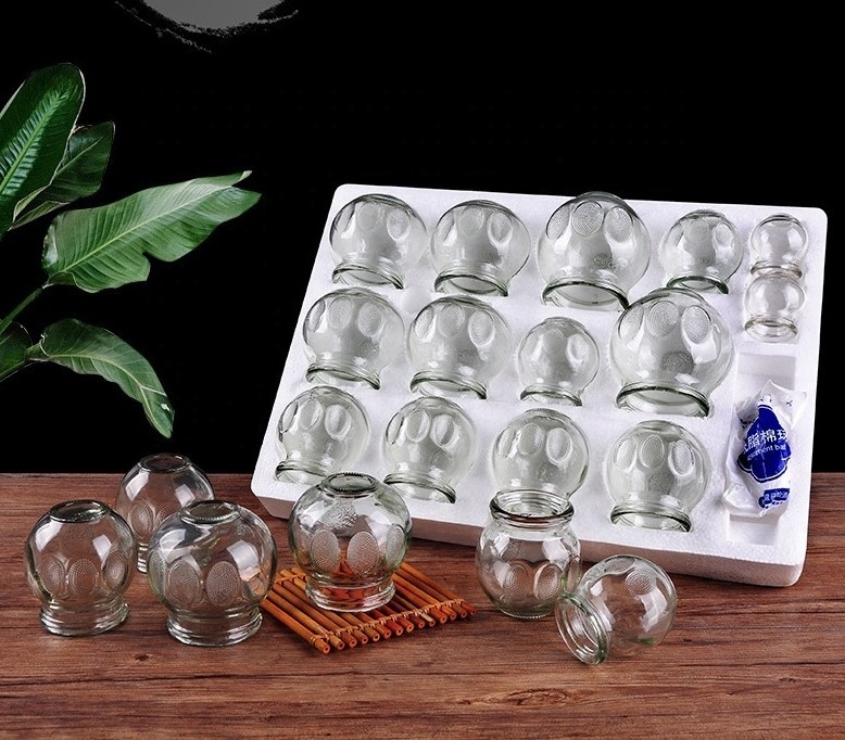 14 Cups Cupping Therapy Sets,Thick Glass Cupping Therapy Set for Professional Chinese Cupping Therapy Set