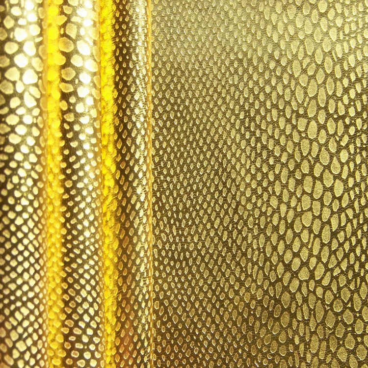 PU Embossed Metallic Leather for Handbags Metallic Golden Leather Shiny PU Foil Leather