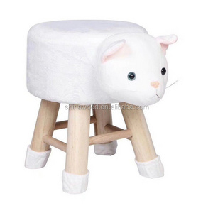 Upholstered Dog Ottoman Foot Rest Step Stool Pouffe Animal Chair Soft for Kids Children Solid Wood