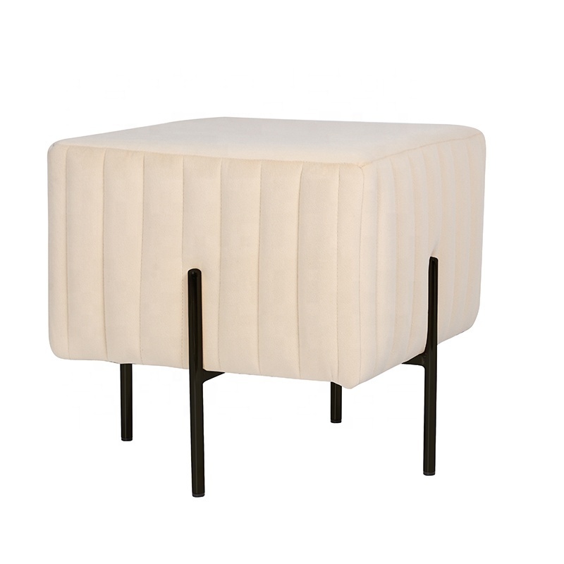 Luxury Ottoman Stool Chair Vanity Stool for Vanity Desk Rectangle Ottoman Footrest with Metal Legs