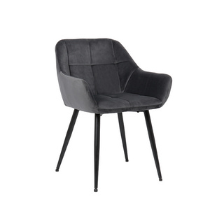 wholesale Modern  Dinning Chairs Arm Rest black fabric Velvet Restaurant Dining Room Chair With Metal Legs