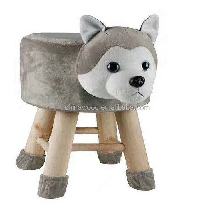 Upholstered Dog Ottoman Foot Rest Step Stool Pouffe Animal Chair Soft for Kids Children Solid Wood