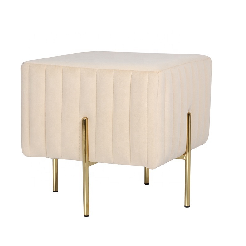 Luxury Ottoman Stool Chair Vanity Stool for Vanity Desk Rectangle Ottoman Footrest with Metal Legs