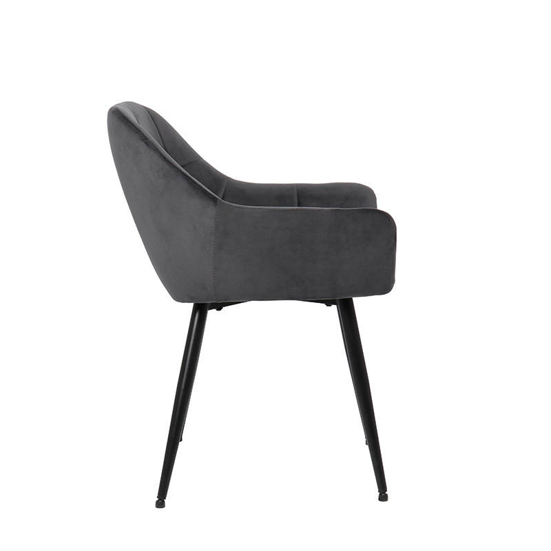 wholesale Modern  Dinning Chairs Arm Rest black fabric Velvet Restaurant Dining Room Chair With Metal Legs