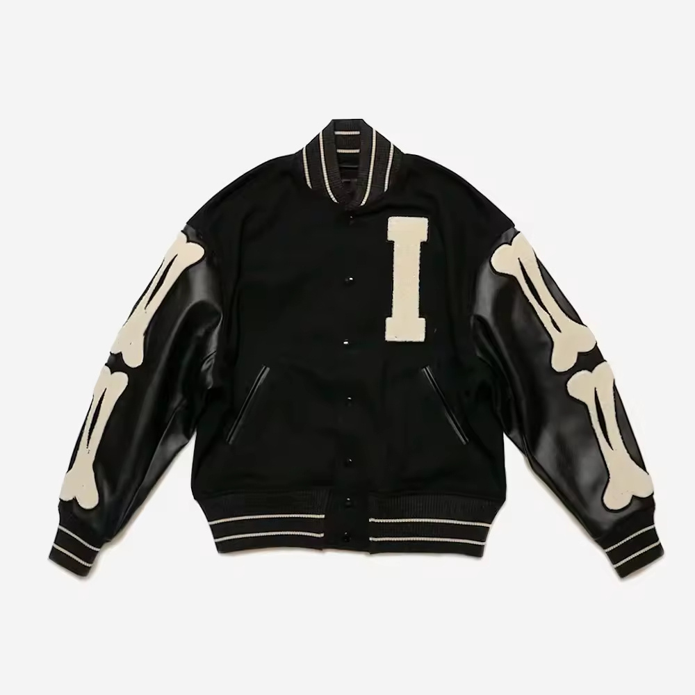 Top Quality Custom Varsity Jacket Men Cowhide Leather Sleeves Letterman Jacket Wholesale Price Lettering Baseball Jacket Men