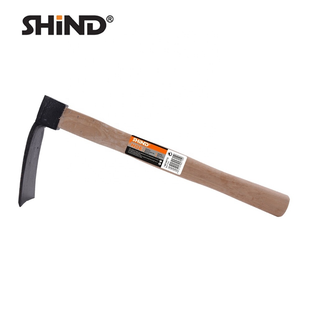 SHIND 94715 China Supply High Quality Middle Size Iron Hand Tool Mini Garden Weeding Hoe With Wood Handle