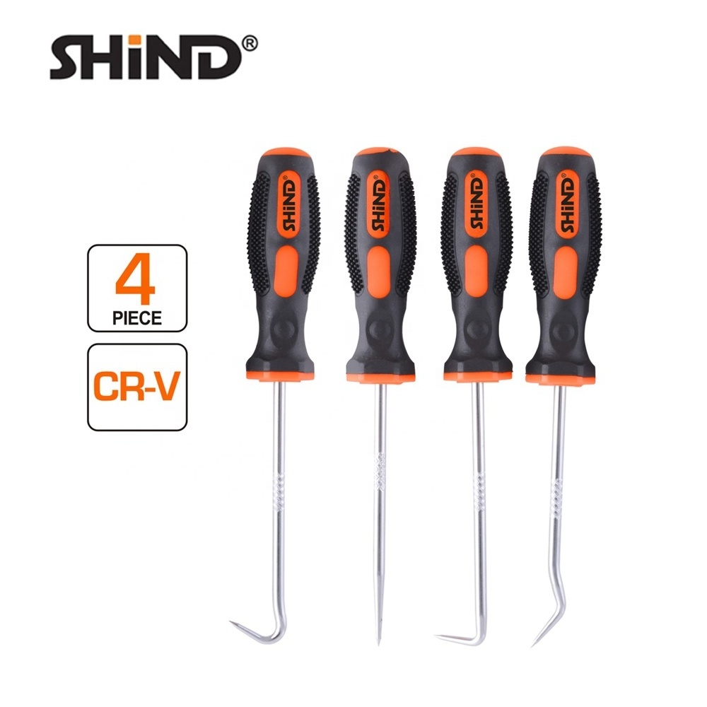 SHIND 94436 Good Quality TPR Handle Other Vehicle Tools 4Pcs Chrome Vanadium Steel Scraper Hook And Pick Set