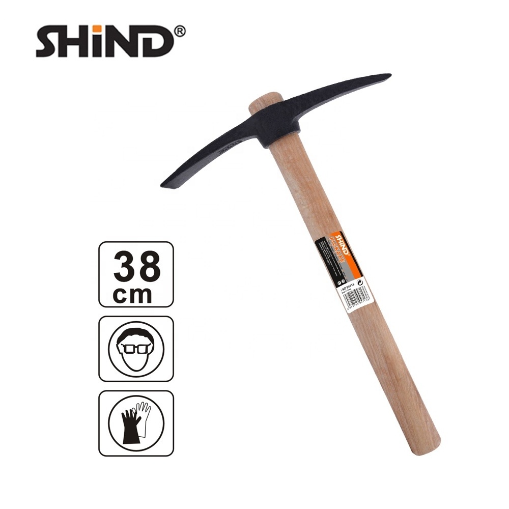 SHIND 94713 400G Good quality Farm Hand Tools Garden Pick Strong and Hard Iron Small Pickaxe with Wood Handle