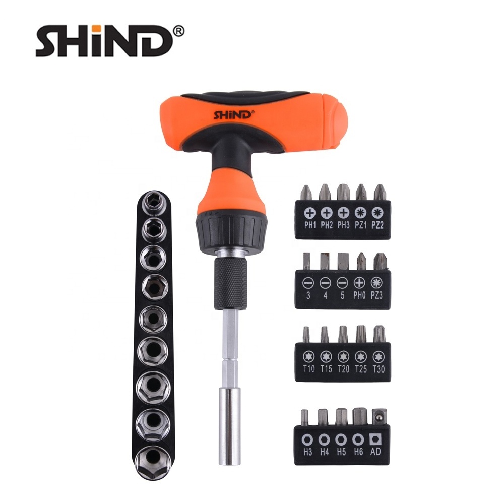 SHIND 94487 31Pcs Multi Multifunctional Household Repair Hand Tool Reversible Precision Ratchet Screwdriver Driver Bit Kit Set