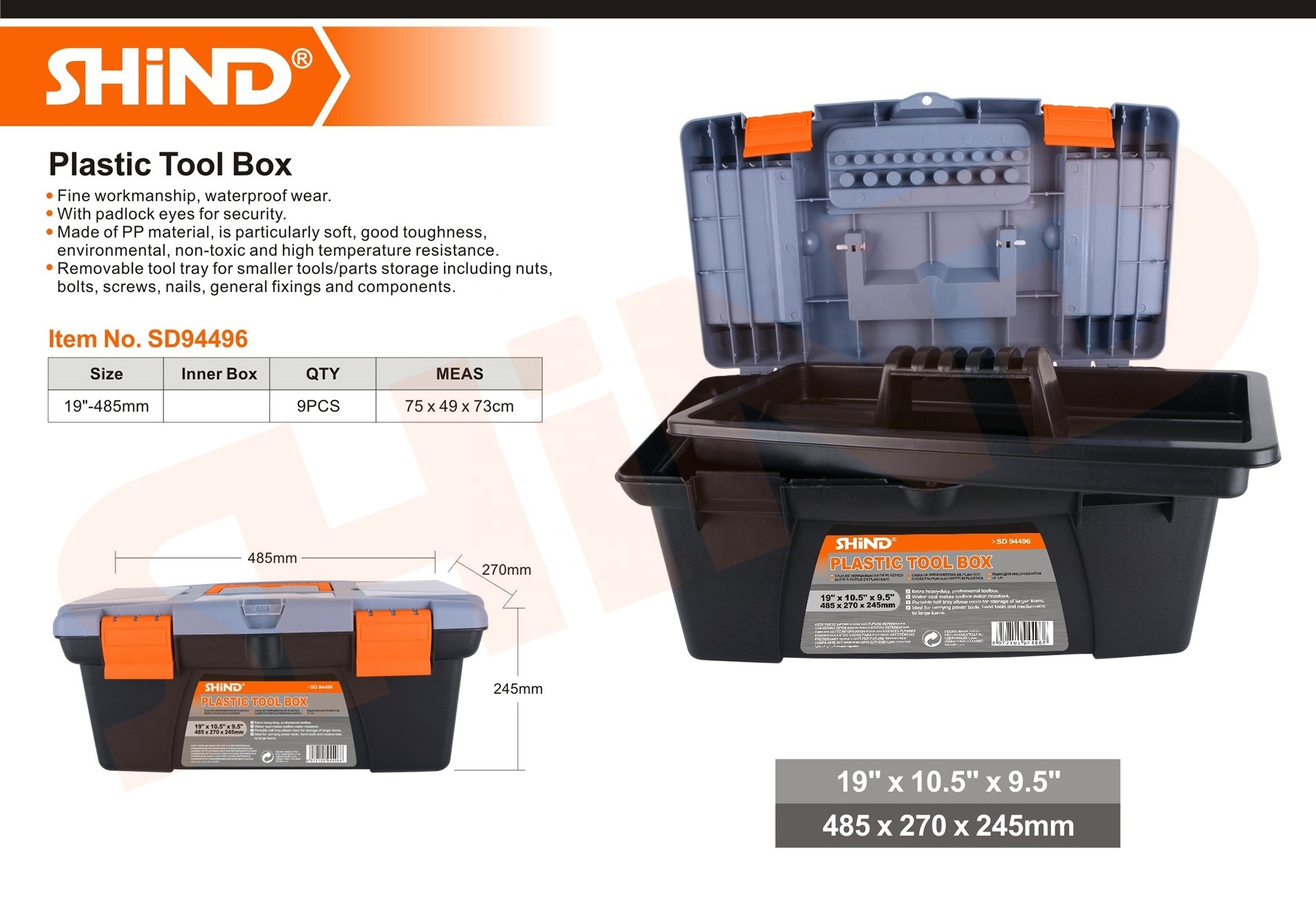 94494-94496 Professional High Quality Custom Rigid Heavy Duty Plastic Worksite Jobsite Tool Storage Box