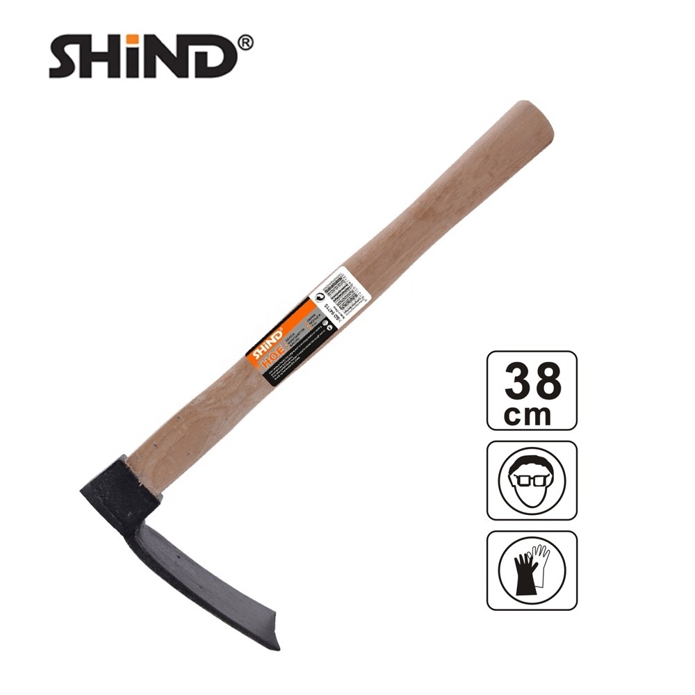 SHIND 94715 China Supply High Quality Middle Size Iron Hand Tool Mini Garden Weeding Hoe With Wood Handle