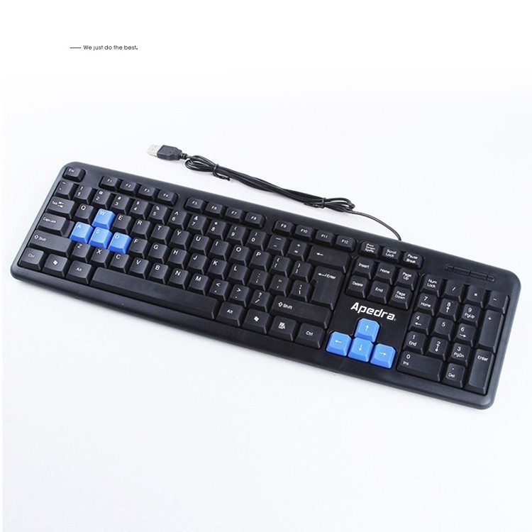 Apedra Office wired basic normal keyboard 104keys USB cable computer keyboard