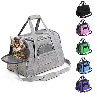 Soft Pet Carriers Portable Breathable Foldable Bag Cat Dog Carrier Bags Outgoing Travel Pets Handbag with Locking Safety Zippers