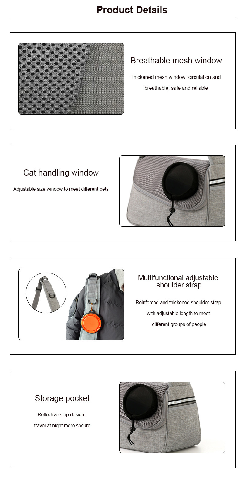 Portable Pet Carrier Bag Carry Cat Dog Puppy Travel Bag for Outdoor Carry Case Grey Fashion Shoulder Dog Bag Pet Sling Carrier