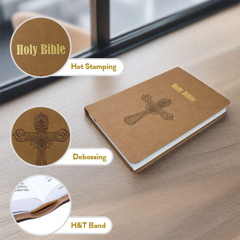 Profesional Manufacturer Embossing 1960s PU Leather Wholesale Holy Bible Cover Custom with Thumb Index Bibles