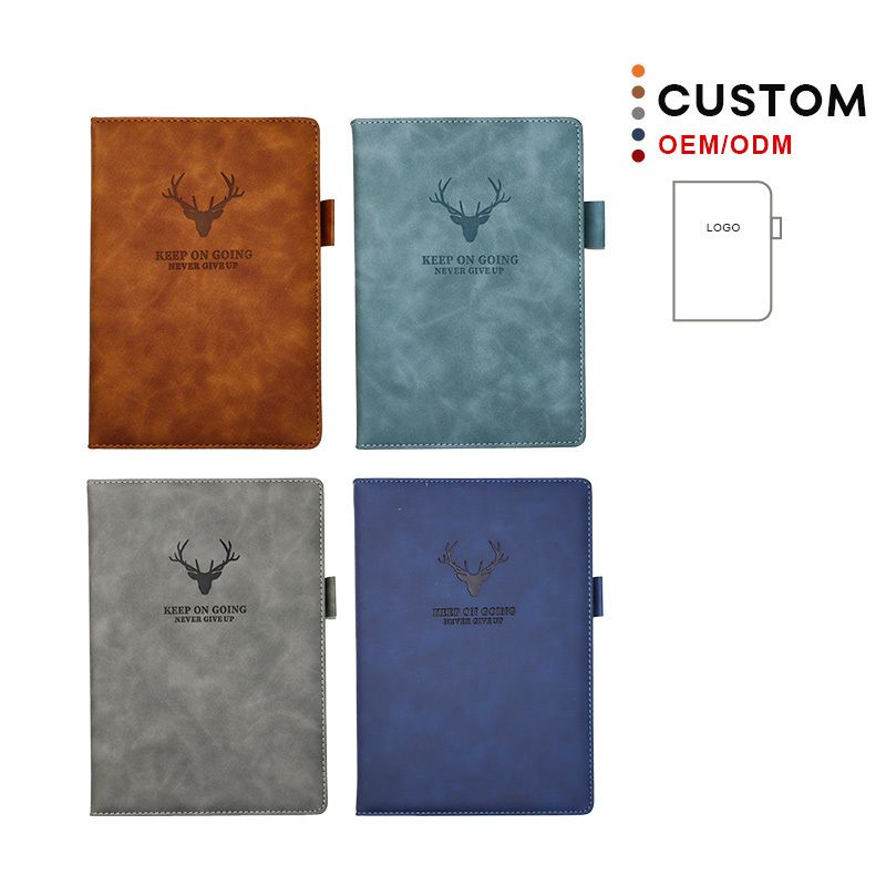 Wholesale A5 Custom Color Printing  Soft Cover Embossing Logo Journal Hardcover Pu  Leather Diary Notebook Paper