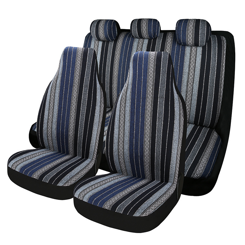 Best Car Seat Cover Taxi Cheap Polyester Universal Car Rear Seat Covers Ethnic Style Blue Stripes Factory Direct Sale