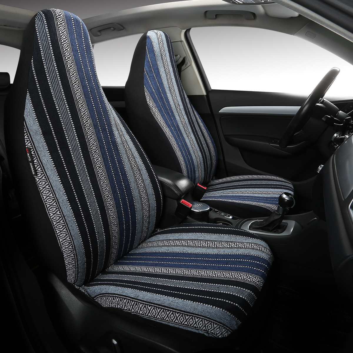 Best Car Seat Cover Taxi Cheap Polyester Universal Car Rear Seat Covers Ethnic Style Blue Stripes Factory Direct Sale