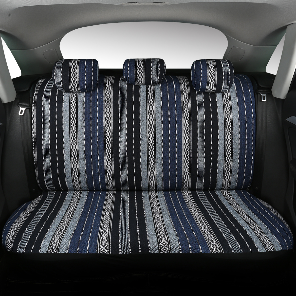 Best Car Seat Cover Taxi Cheap Polyester Universal Car Rear Seat Covers Ethnic Style Blue Stripes Factory Direct Sale