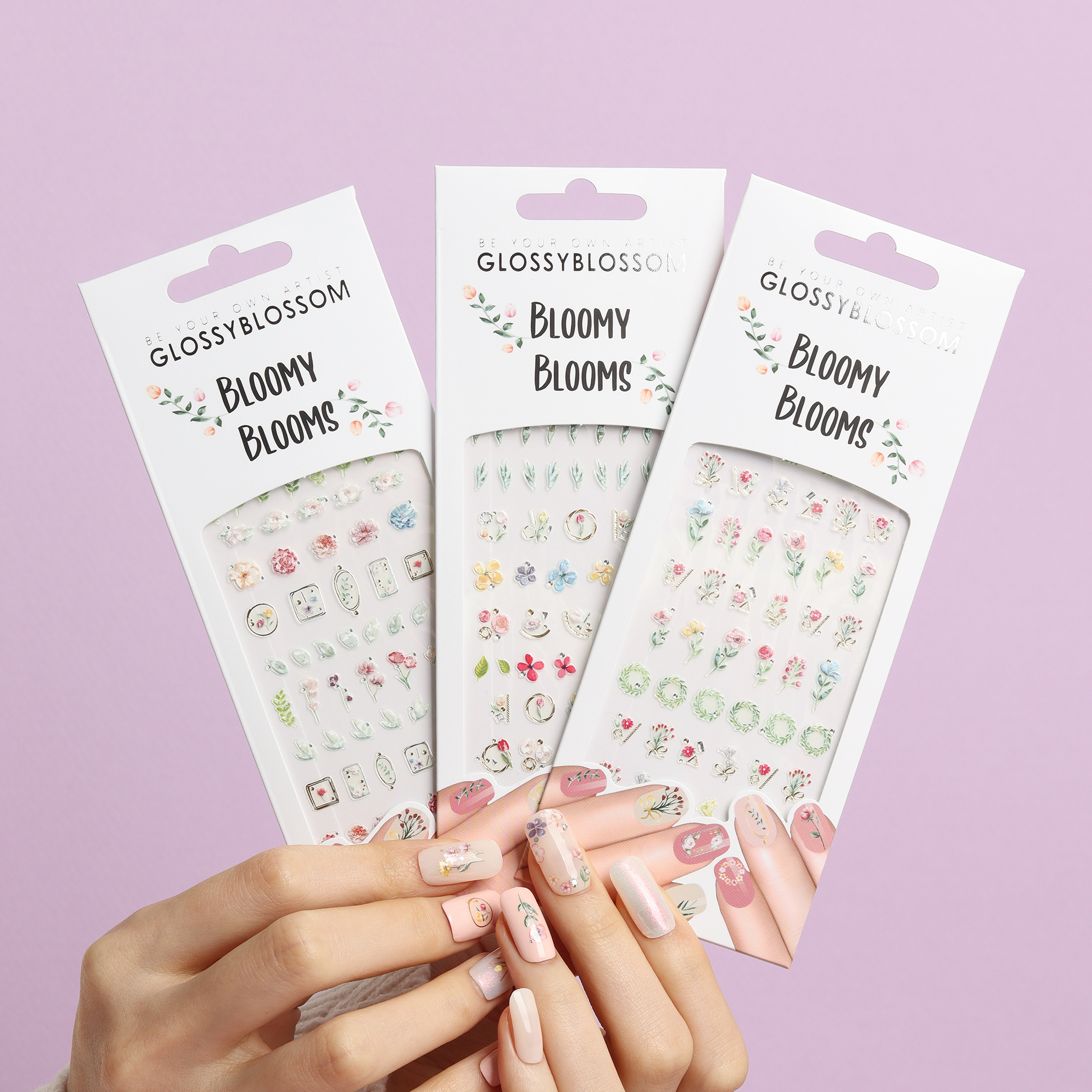 ShineB BLOOMY BLOOMS Decals and Flower Sticker with Crown leaf blade Style Multi Size nail art sticker Korea design oem odm