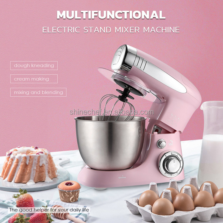 Shinechef Pink Electric Stand Mixer Kitchen Dough Machine Cake Mixer Food Mixer