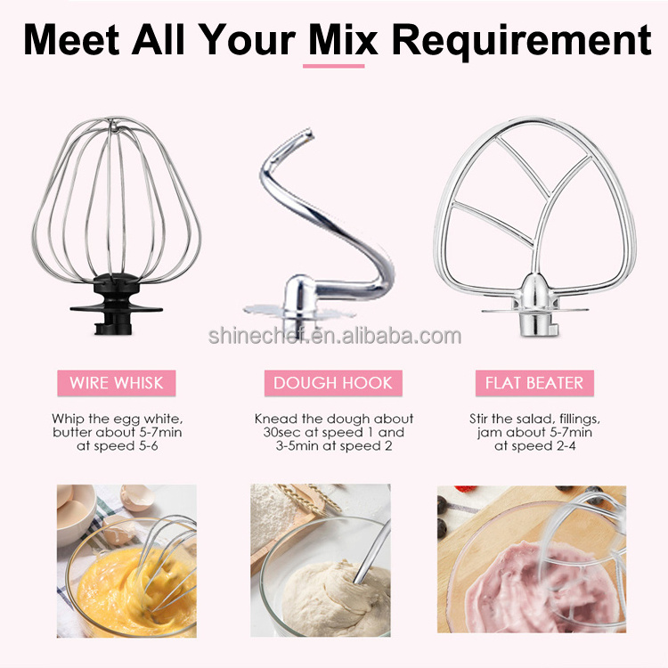 Shinechef Pink Electric Stand Mixer Kitchen Dough Machine Cake Mixer Food Mixer