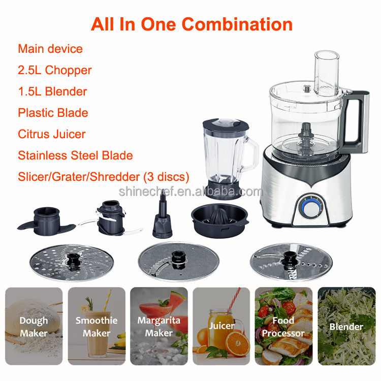 Multifunctional Kitchen Appliance Electric Vegetable Chopper Stainless Steel Food Processors Blender Mixer Combo