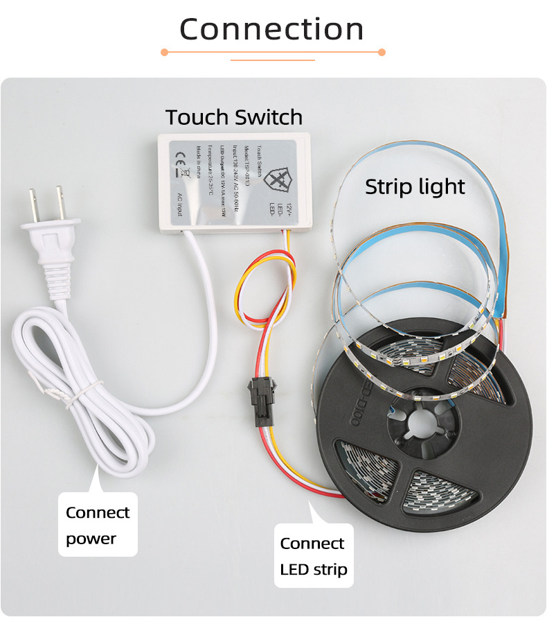 Shinechip DC12V Single Key touch dimming Led Bathroom makeup mirror LED light Three Colors Dimmer touch sensor inductive switch