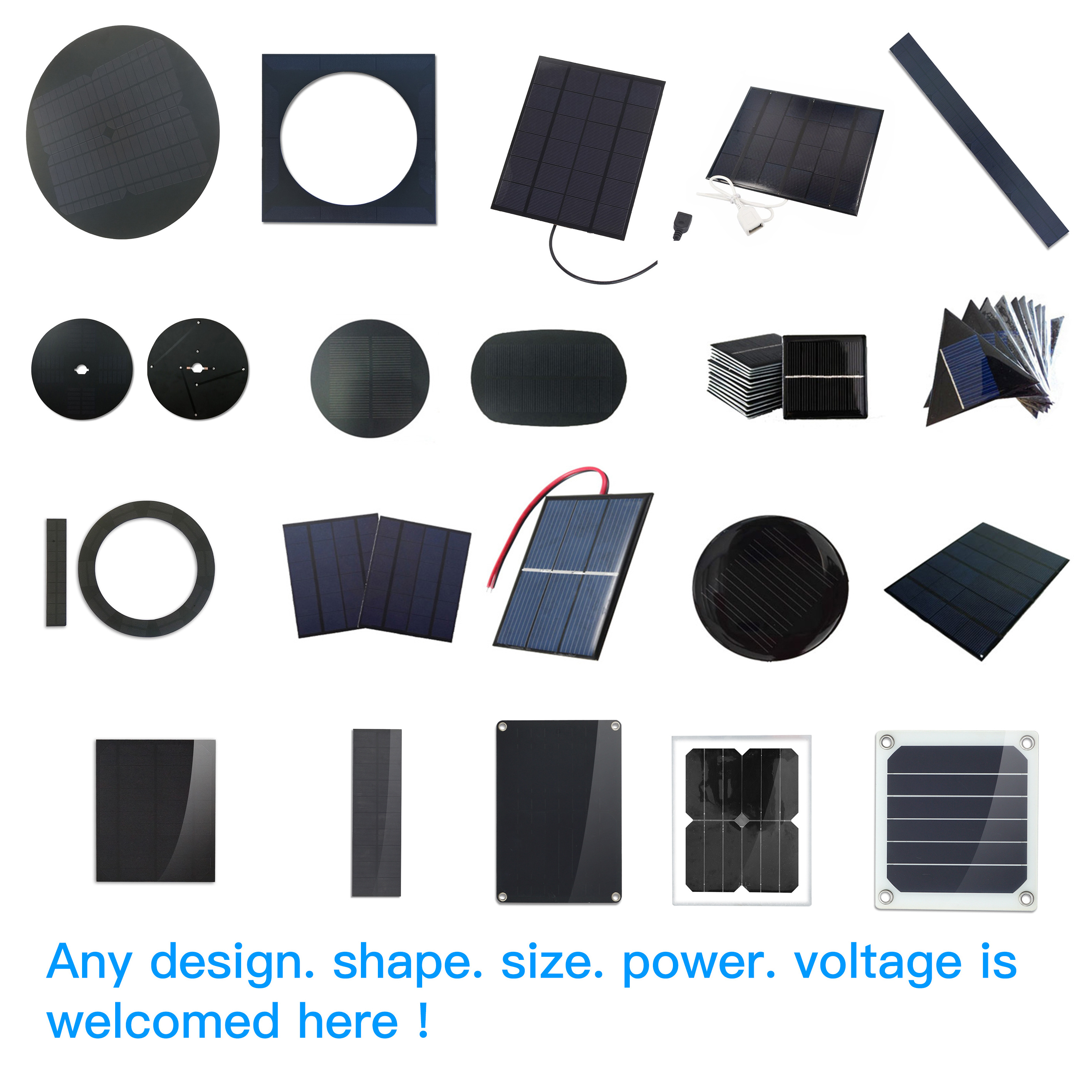 Custom made mini solar panel 12v 6v 5v 5w epoxy and PET laminated triangle round solar panel