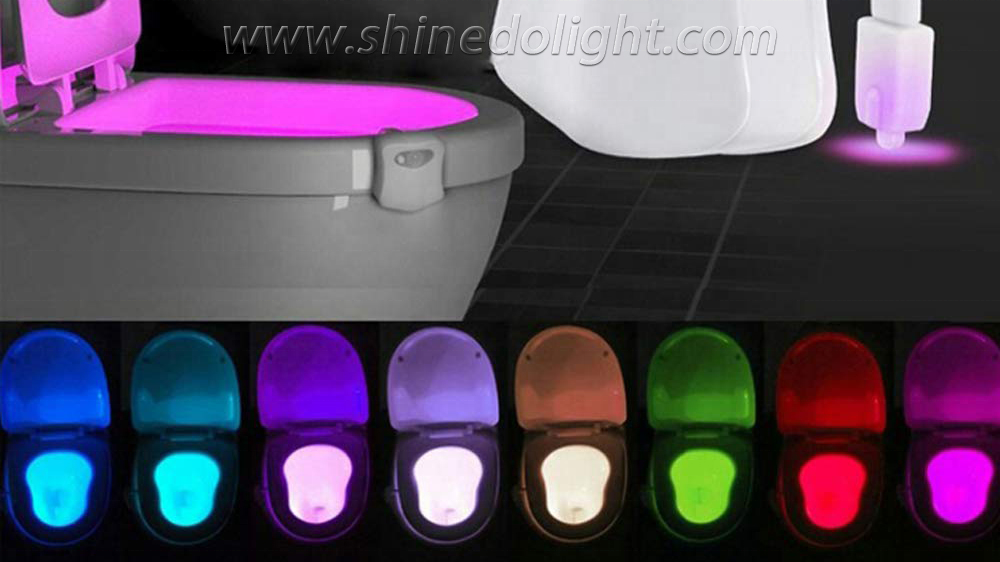 RGB Battery Powered 16 Colors Random Switching Motion Sensor Toilet Bowl Light Waterproof LED Night Light