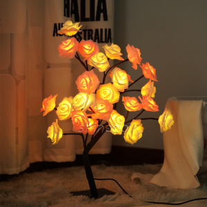 Fashion Colorful LED Rose Tree Lamp Flower Lamp Tabletop  For Party Wedding Xmas Gift Hotel Room Decor Tree Holiday  Light