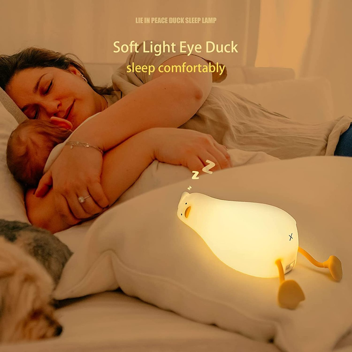 Soft Cute Duck night light bedside Squishy  Silicone Dimmable Rechargeable Stuffed Animal Laying Duck Lamp /Duck Light