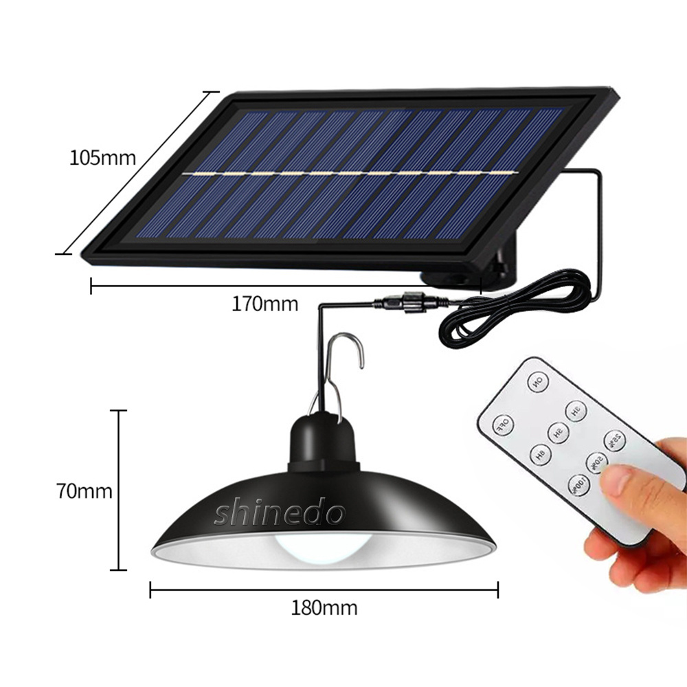 Newest 1/2 Head Outdoor LED Hanging Solar Shed Lighting Pendant Light, Garden Solar Lights Indoor with Remote Control