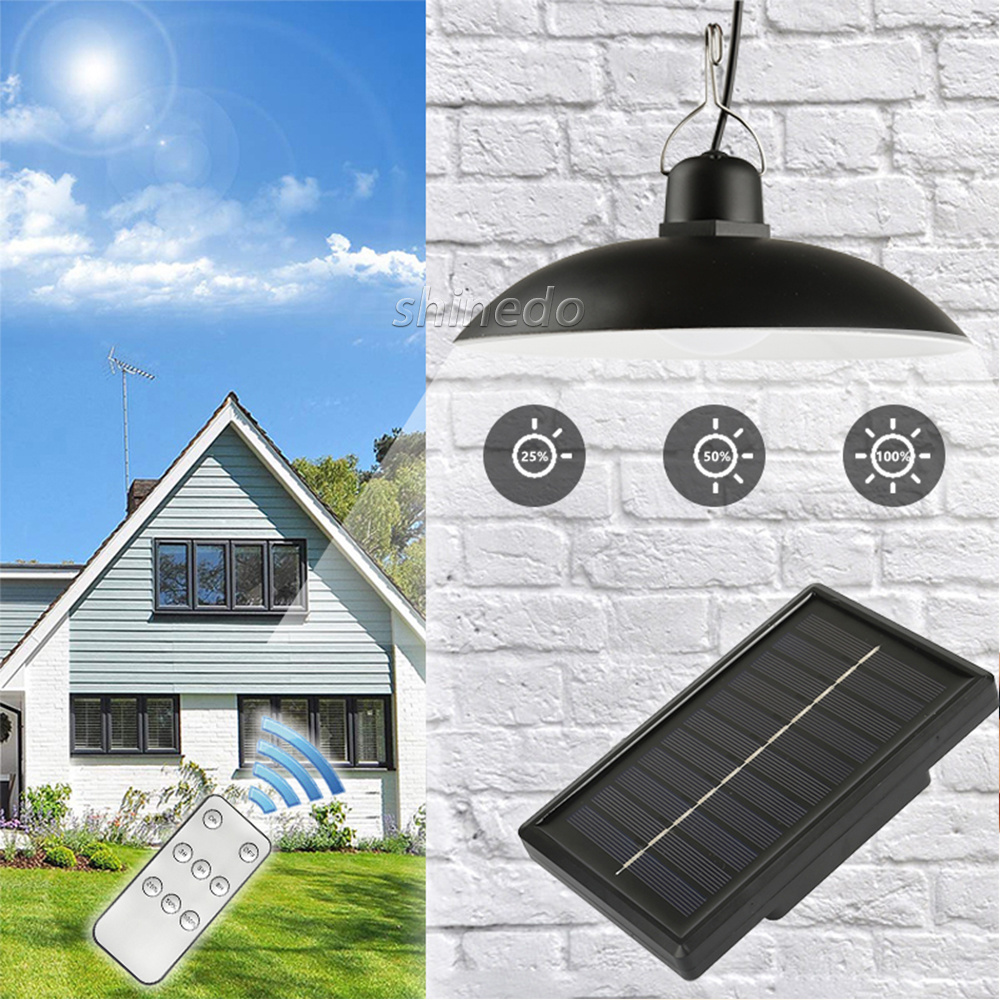 Newest 1/2 Head Outdoor LED Hanging Solar Shed Lighting Pendant Light, Garden Solar Lights Indoor with Remote Control