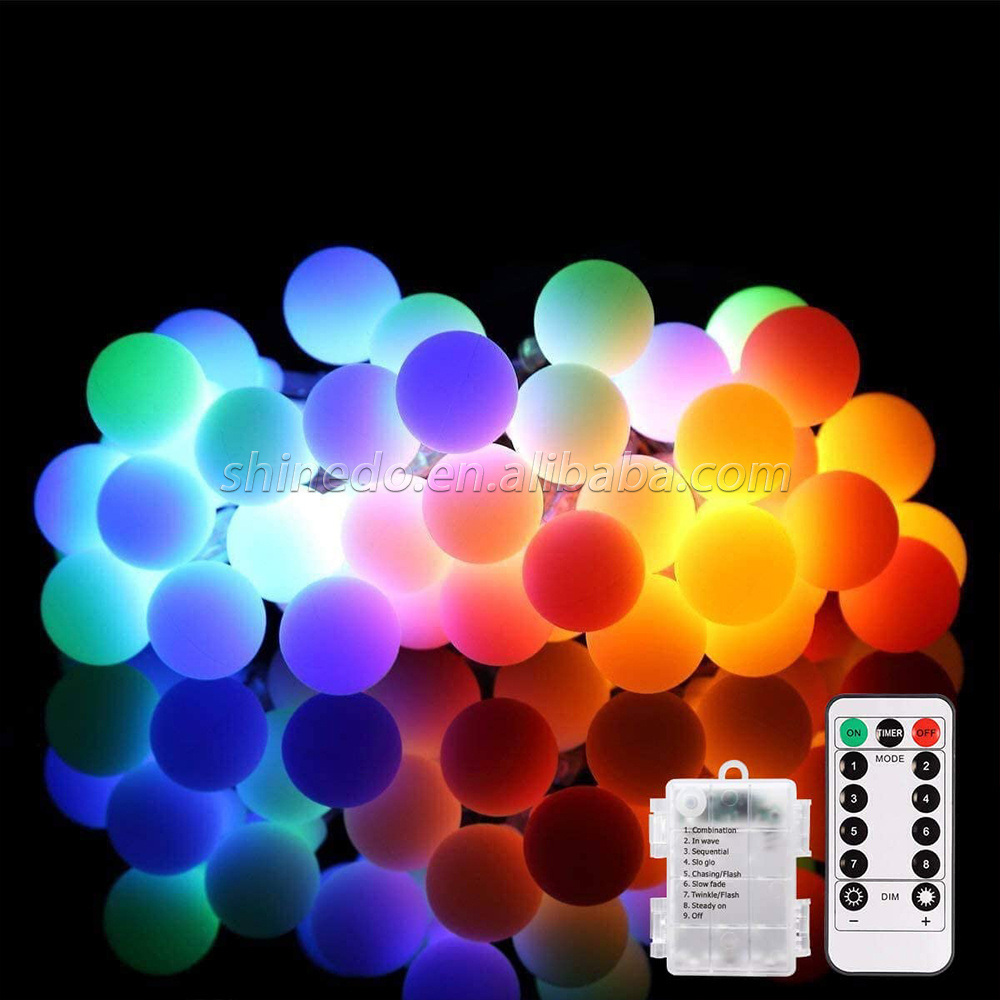 8 Mode Waterproof 18ft 50 LED Battery Powered Globe Starry Fairy Christmas String Lights With Remote