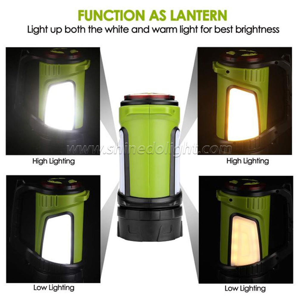 Multi-functional Emergency Bright Flashlight 18650 Battery Powered Waterproof Hand Torch Power Bank Lantern with Different Modes