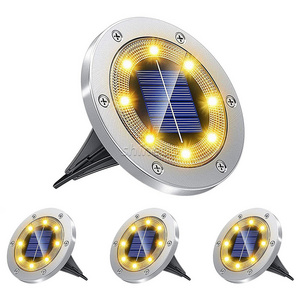 Bright Warm Solar Ground Light 8LED Solar Disc Light Outdoor Waterproof Solar Garden Light Suitable for Garden and Yard