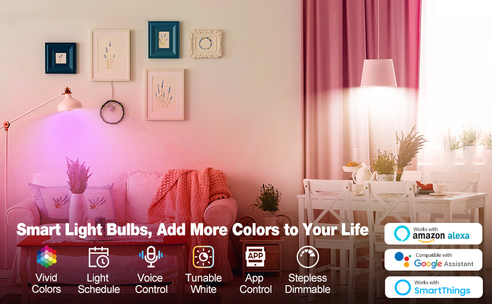 Smart Light Bulbs LED Color Changing Light Bulb smart home lights  Works with Alexa Google Assistant