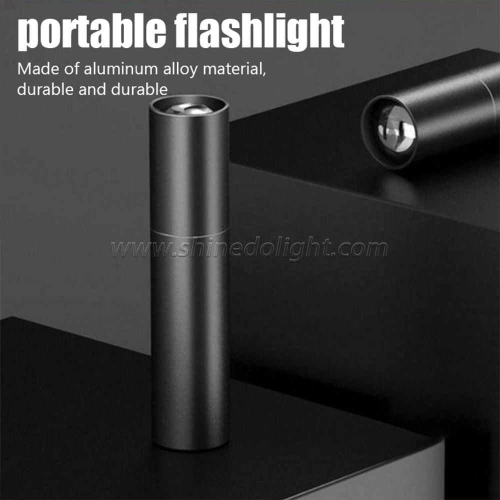 USB Rechargeable Mini handheld emergency flashlight for home and outdoor use/LED flash in three waterproof modes