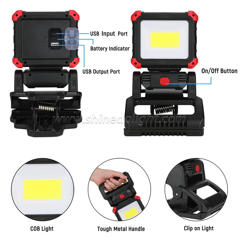 Rechargeable Super Bright COB Mechanic Light 270 Rotation Portable Work Lamp Work Light