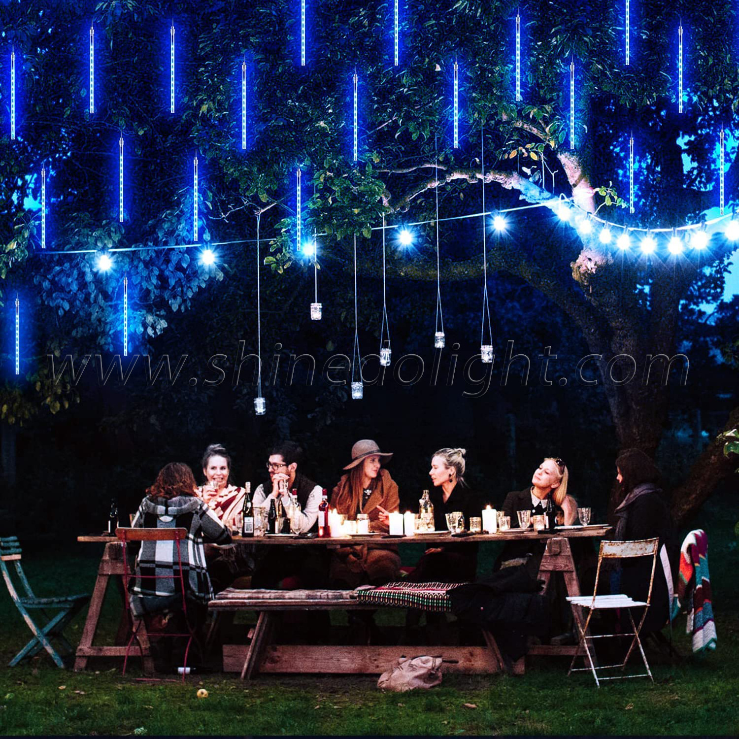 Solar Meteor Shower Lights Outdoor 8 Tubes 192 LED Meteor Christmas Lights garland Falling Rain Lights for Party