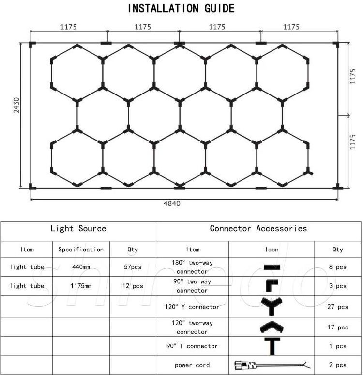 Hexagon Detailing Workshop clothing store Lights Led For Car Shop And Garage honeycomb lights Led hexagon Work Garage Light Ceil