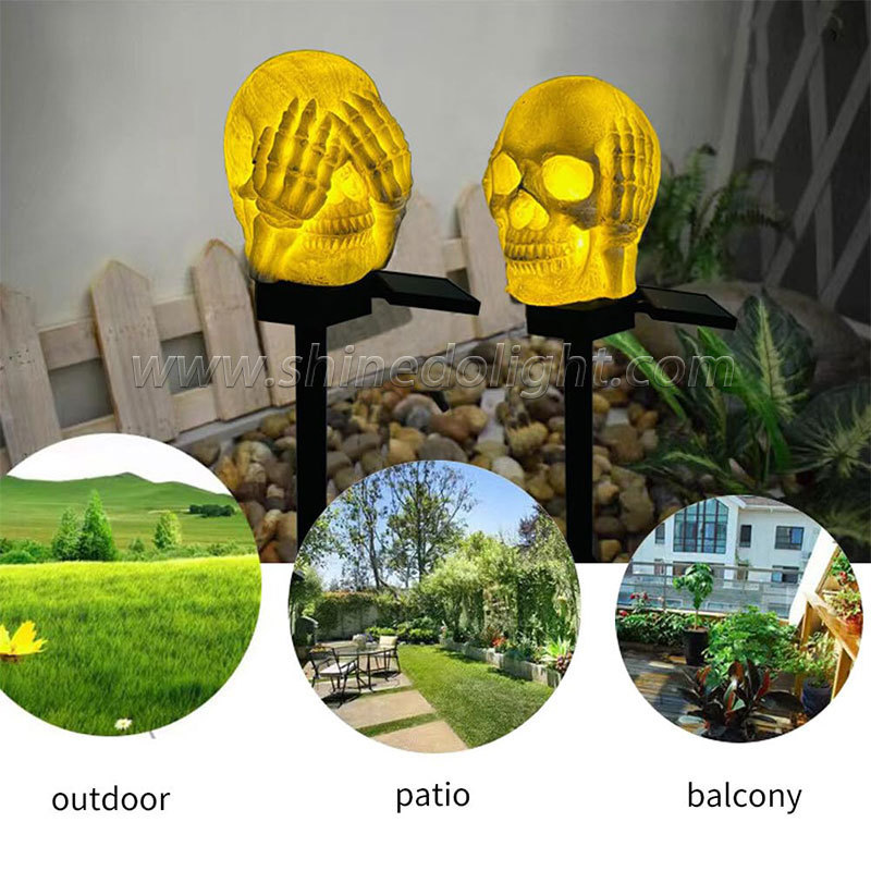 Solar Lawn Lamp Waterproof Outdoor Skull Solar Garden Light Powered Stake Lights For Yard Patio Garden Pathway Porch Halloween D