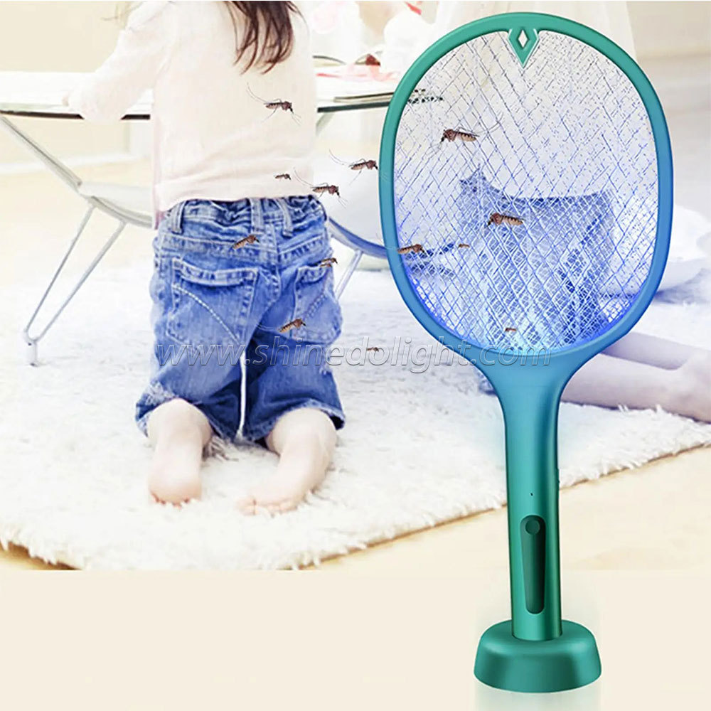 Electric Mosquito Racket Swatter Mosquito Killer USB Rechargeable Angle Adjustable Electric Bug Zapper Fly Bat Swatter