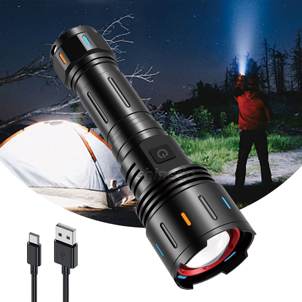 Outdoor adventure White laser aluminum alloy USB rechargeable flashlight for night adventure camping lighting